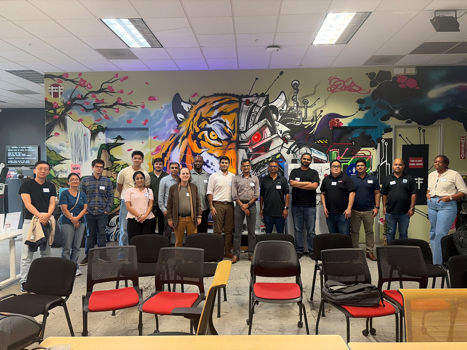 StartupA2Z founders and community members together at Hacker Dojo after the August 25 event