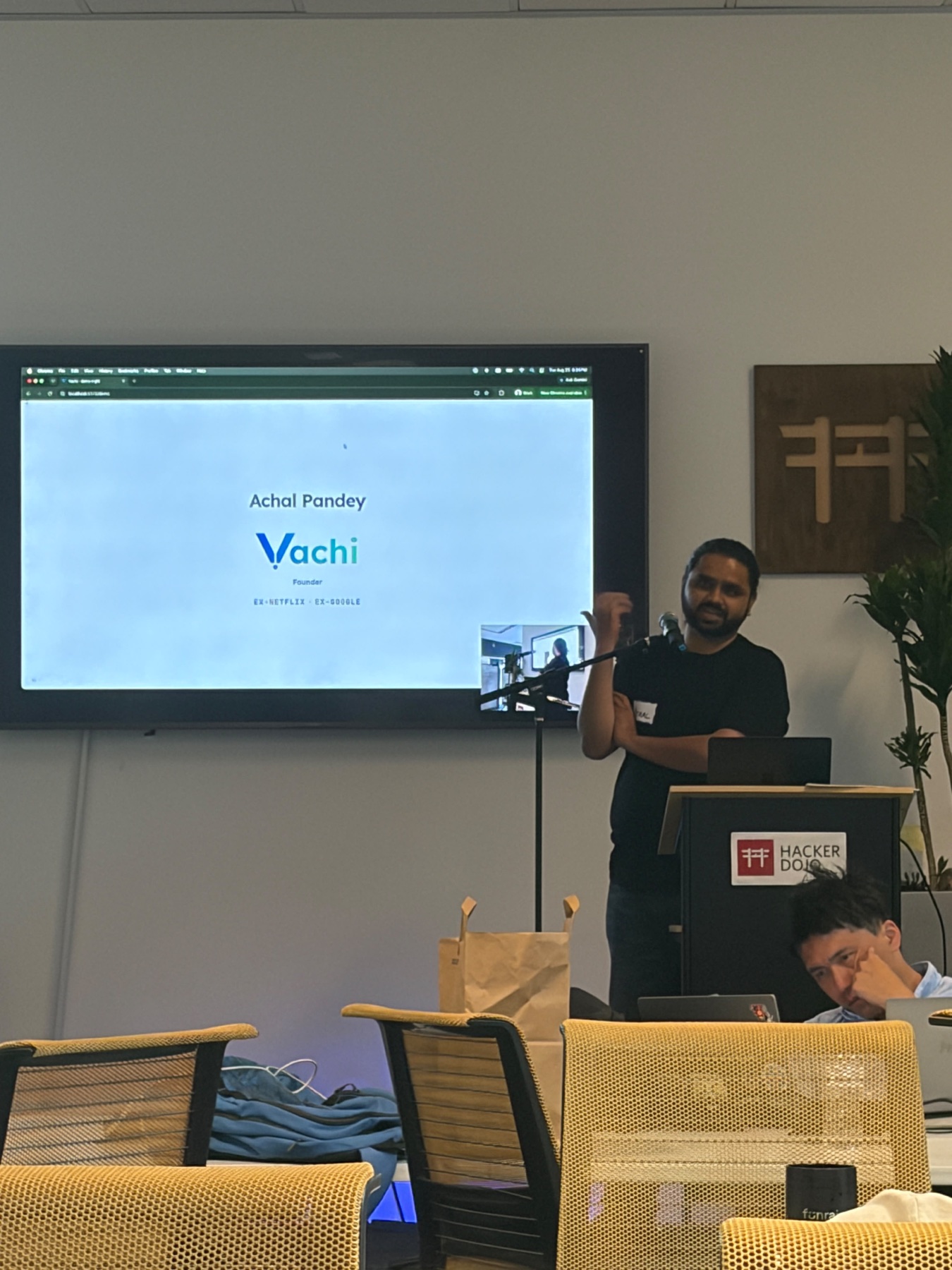 The Vachi founder journey presentation during the StartupA2Z event