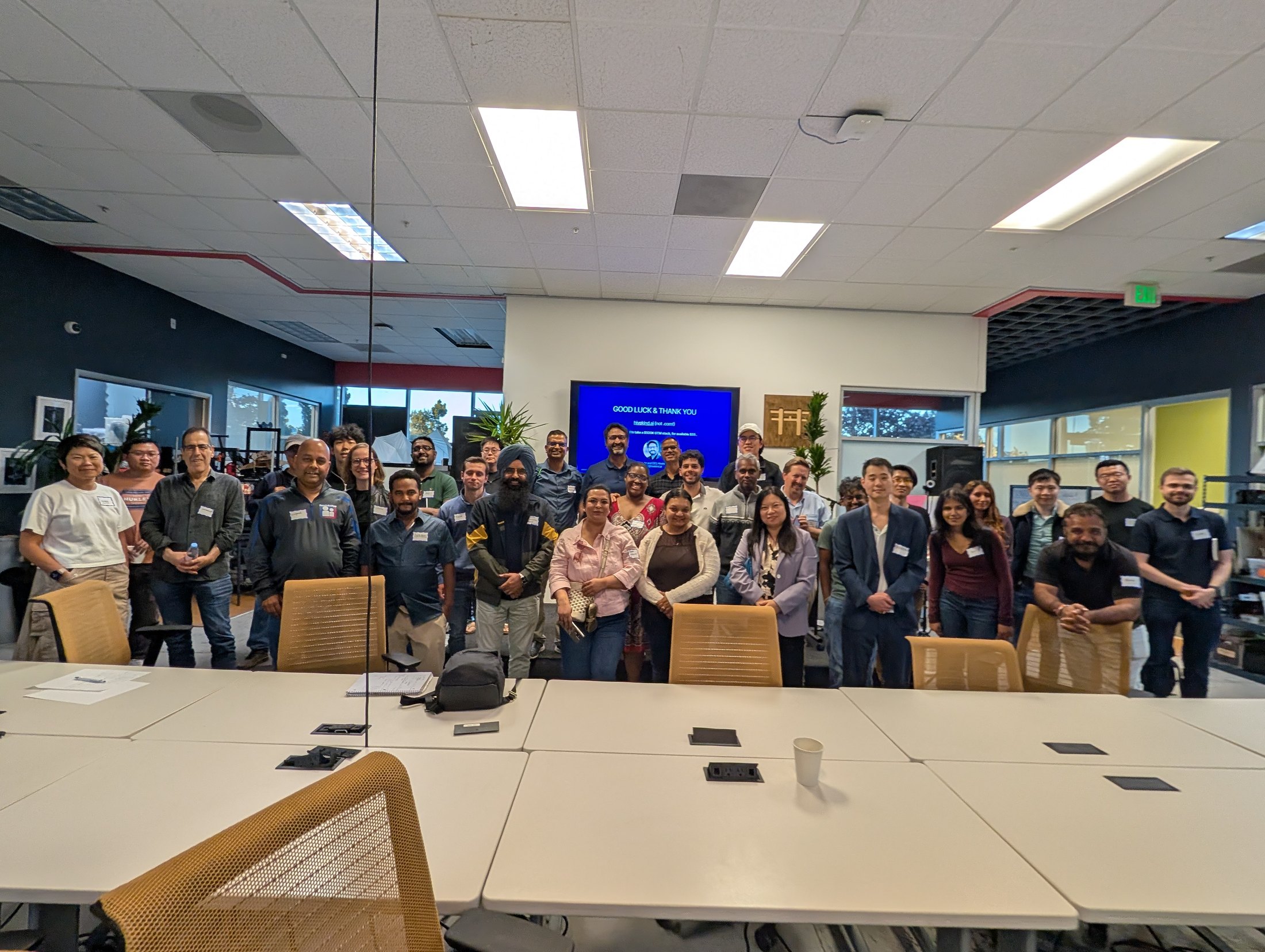 The StartupA2Z community gathering for a group photo after the workshop