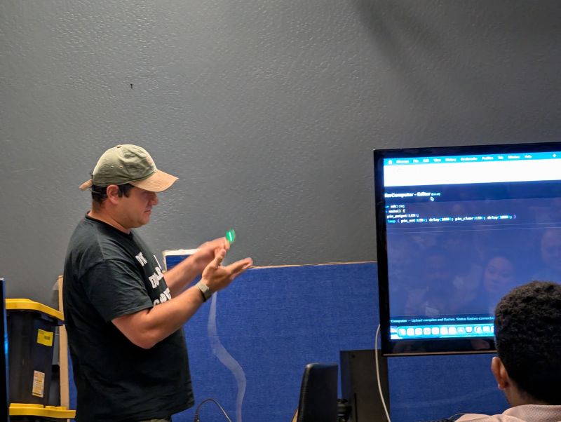 ClaudIO Olmedo demonstrating the One Dollar Computer at Hacker Dojo