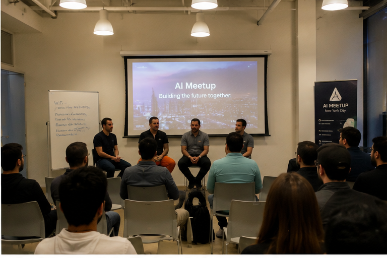 Group at StartupA2Z.org meetup — panel and attendees
