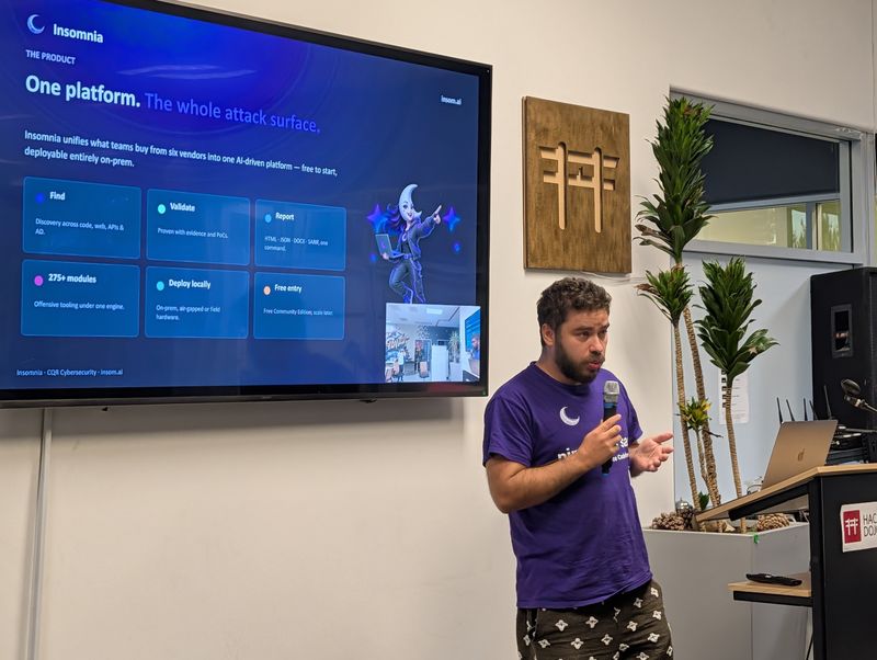 Bogdan Barchuk presenting the Insomnia cybersecurity platform