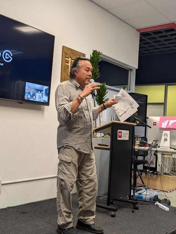 Michael delivering the final community pitch of the September 22 event